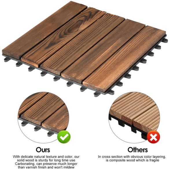 DeckEase Interlocking Wood Tile System (24-Piece Set)