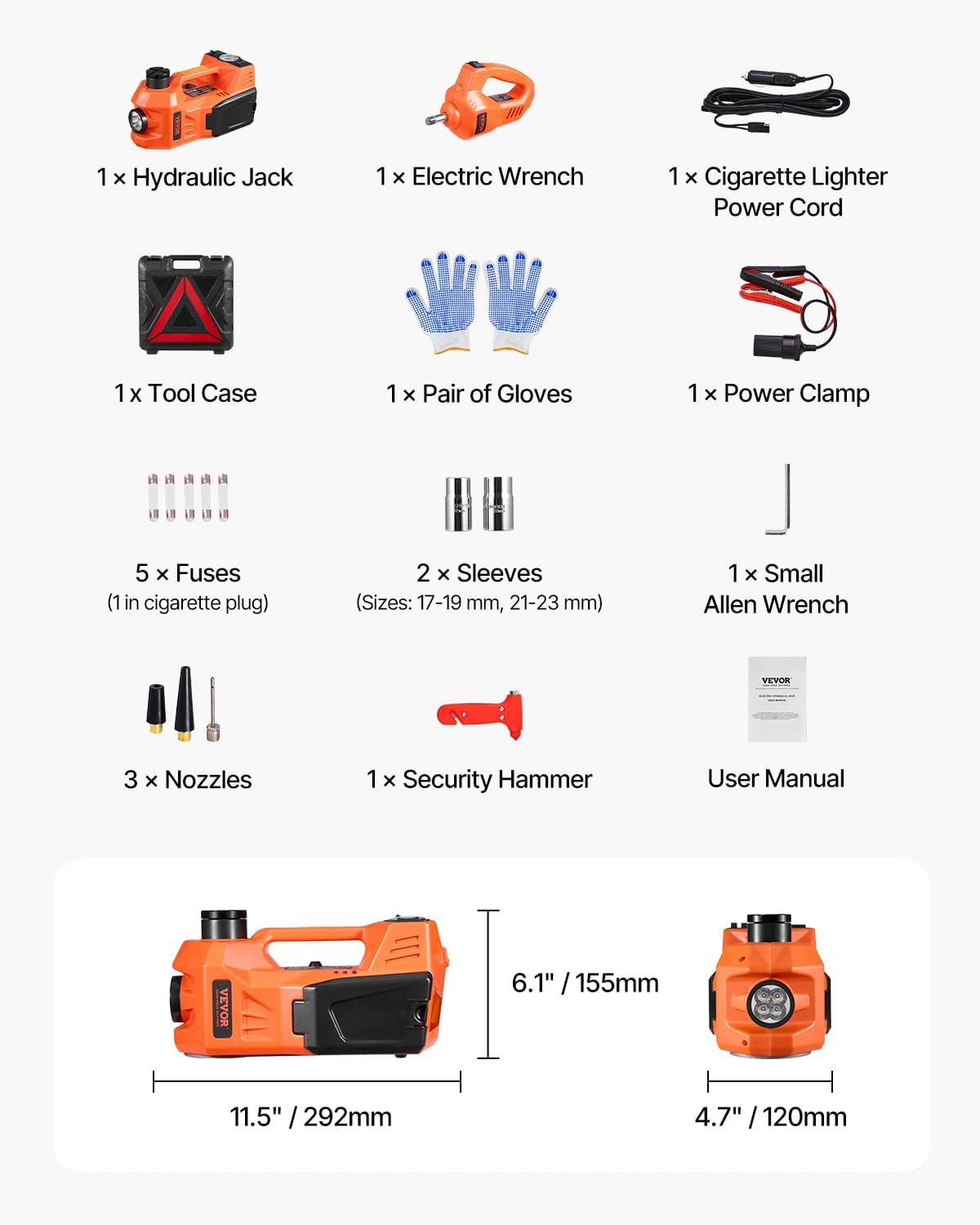 3-in-1 VEVOR Electric Car Jack Kit