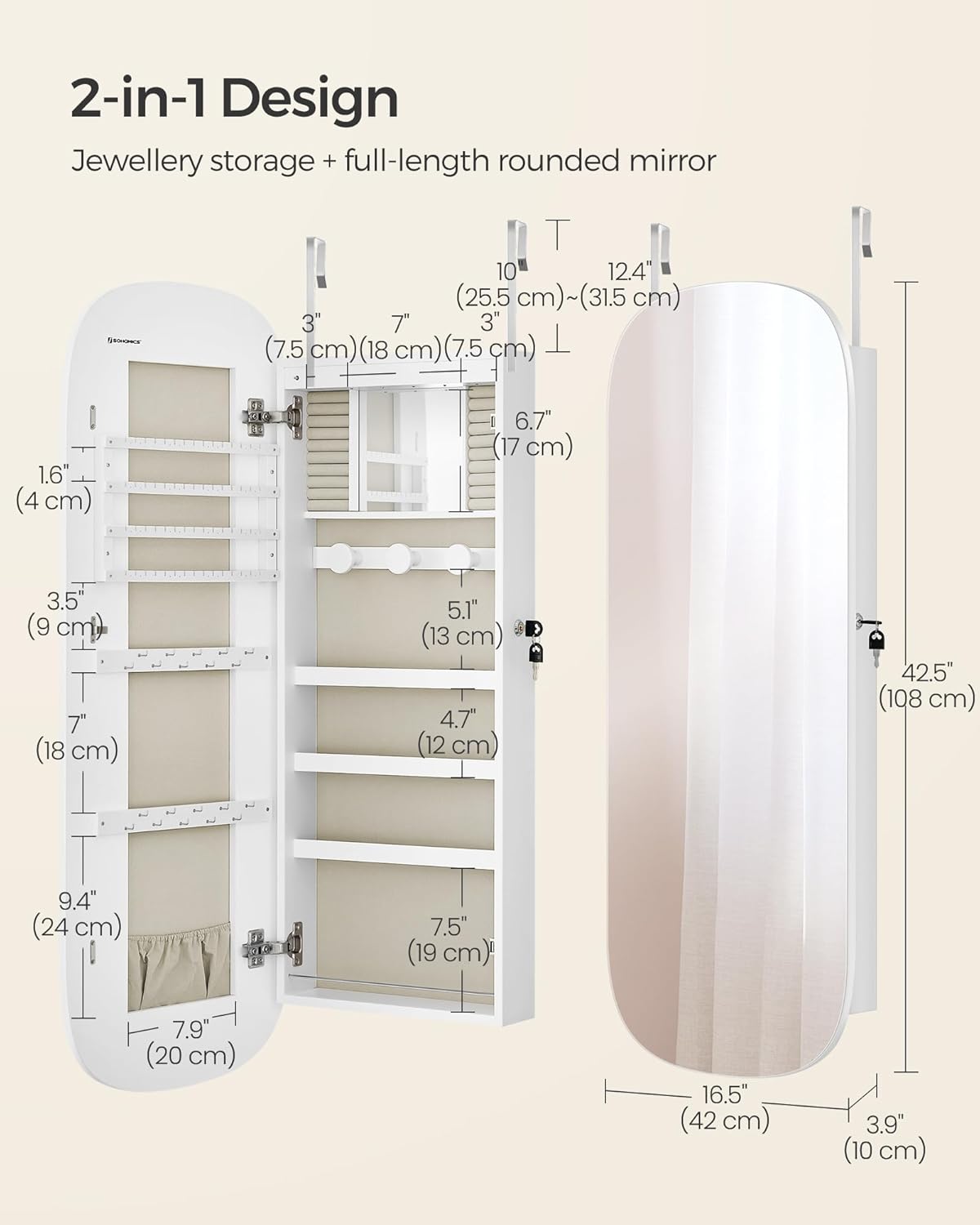 SparkleView Lockable Jewelry & Makeup Organizer