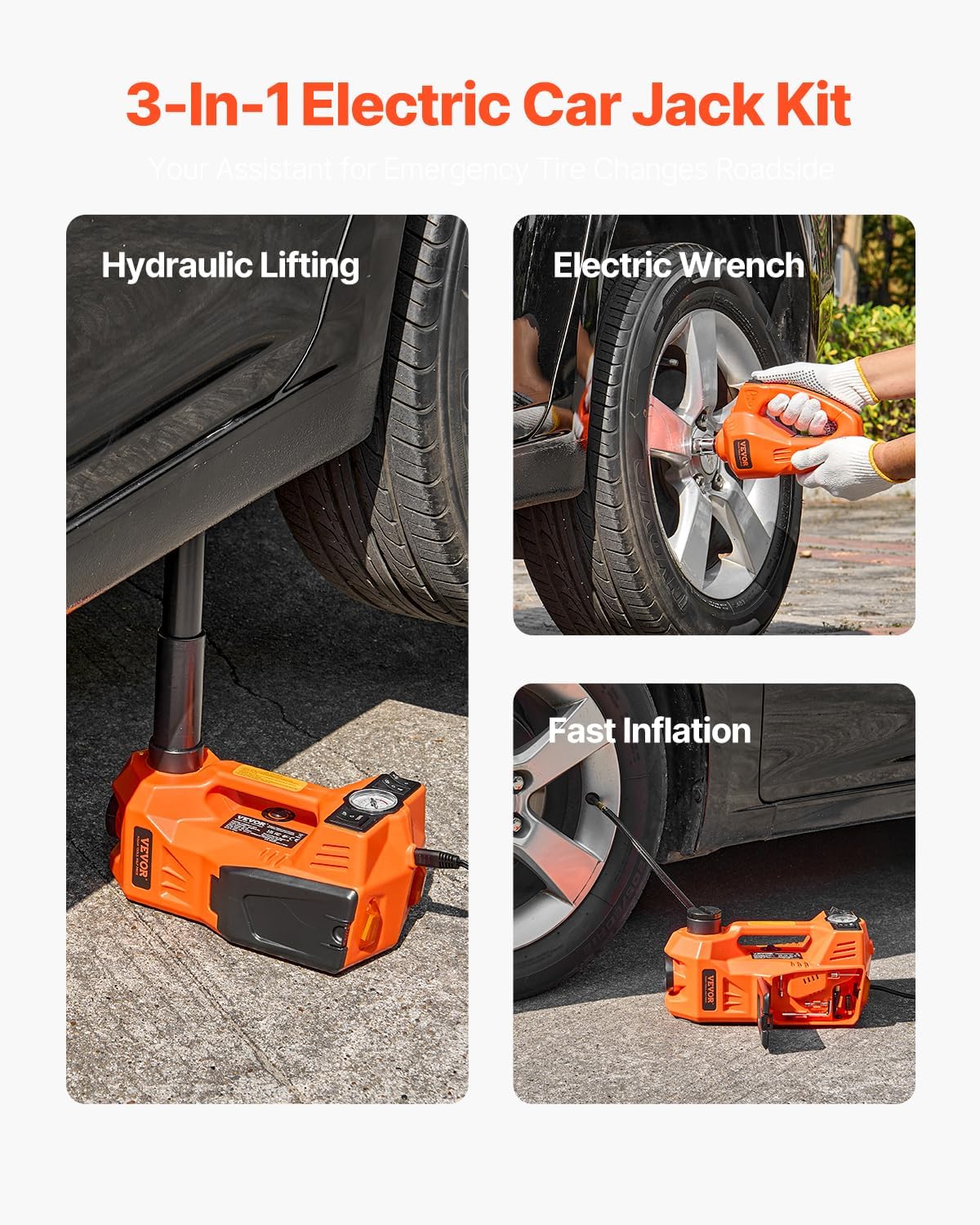 3-in-1 VEVOR Electric Car Jack Kit