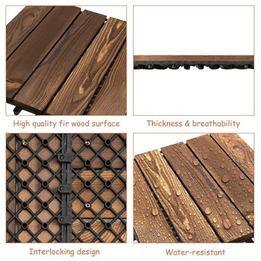 DeckEase Interlocking Wood Tile System (24-Piece Set)