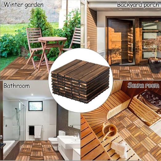 DeckEase Interlocking Wood Tile System (24-Piece Set)