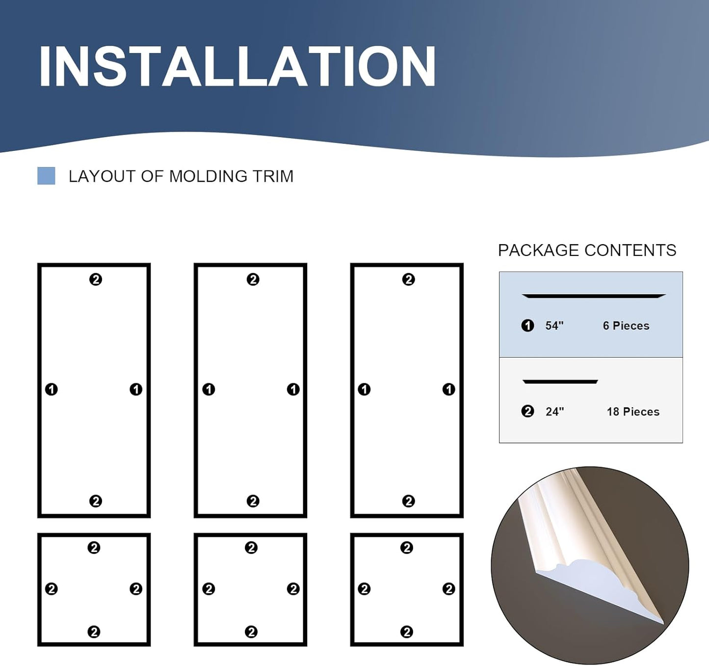 LuxeArchitectura Pre-Cut Wall Molding Kit (12-Frame Mega Pack)