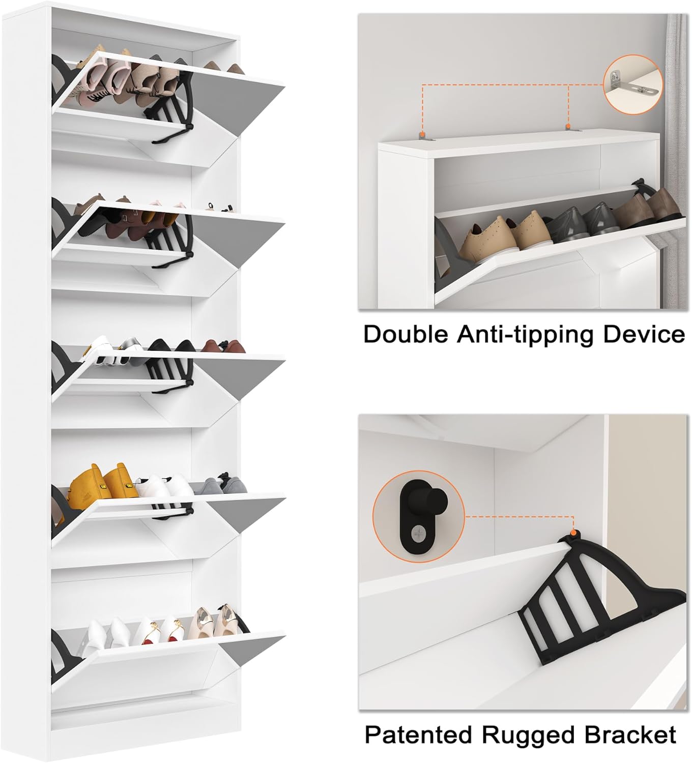 MirrorShoe Tall Entryway Shoe Cabinet