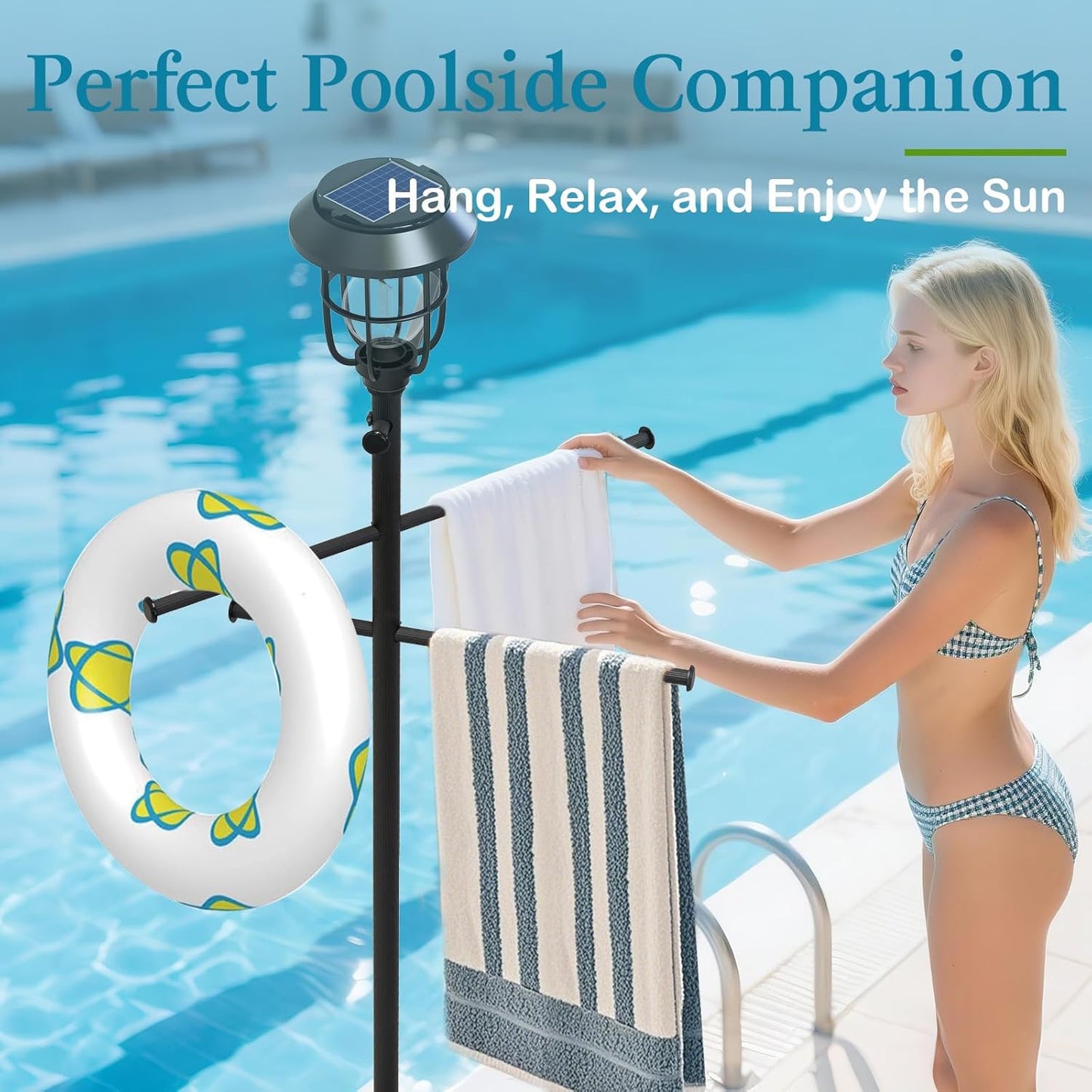 The Oasis Solar Pool Towel Rack