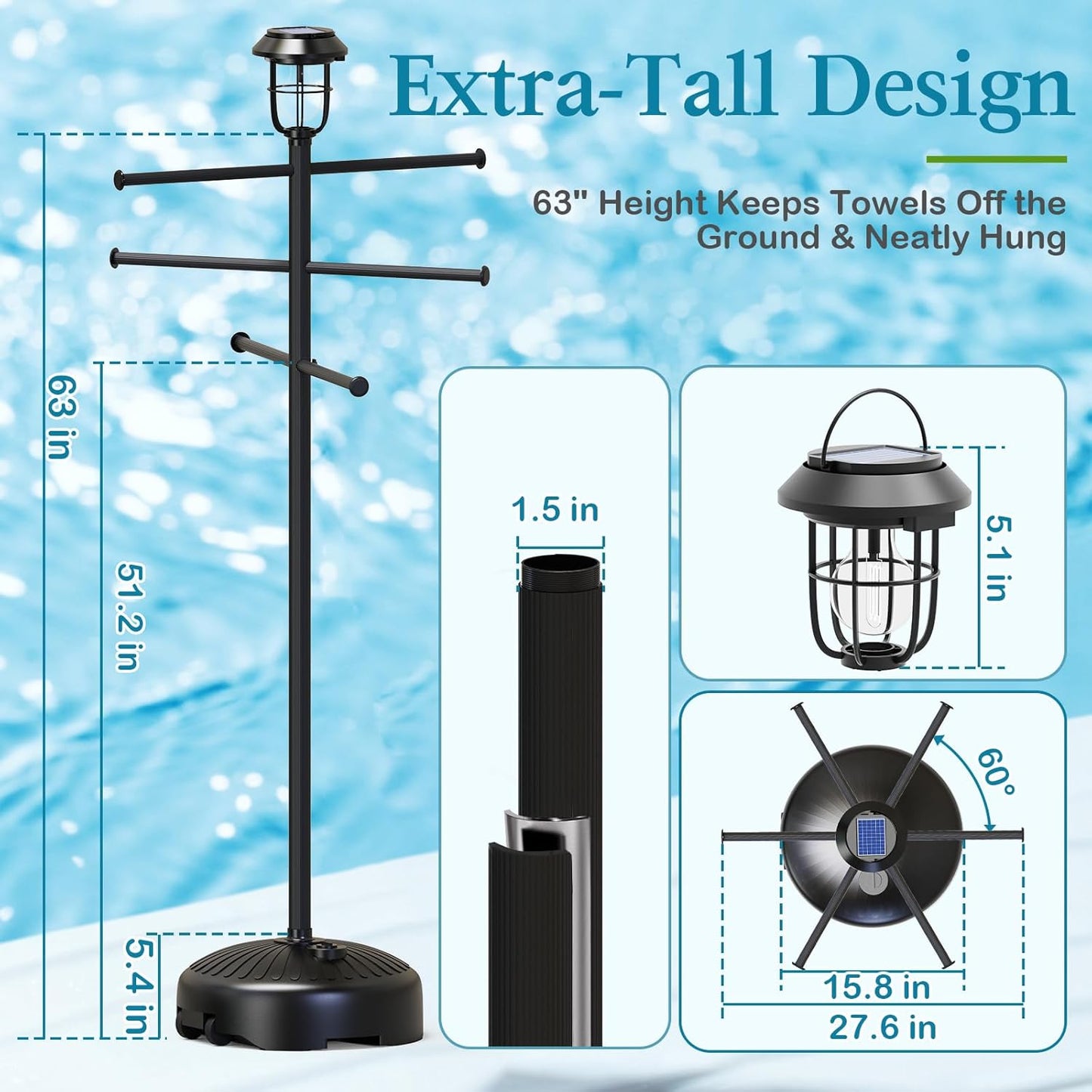 The Oasis Solar Pool Towel Rack