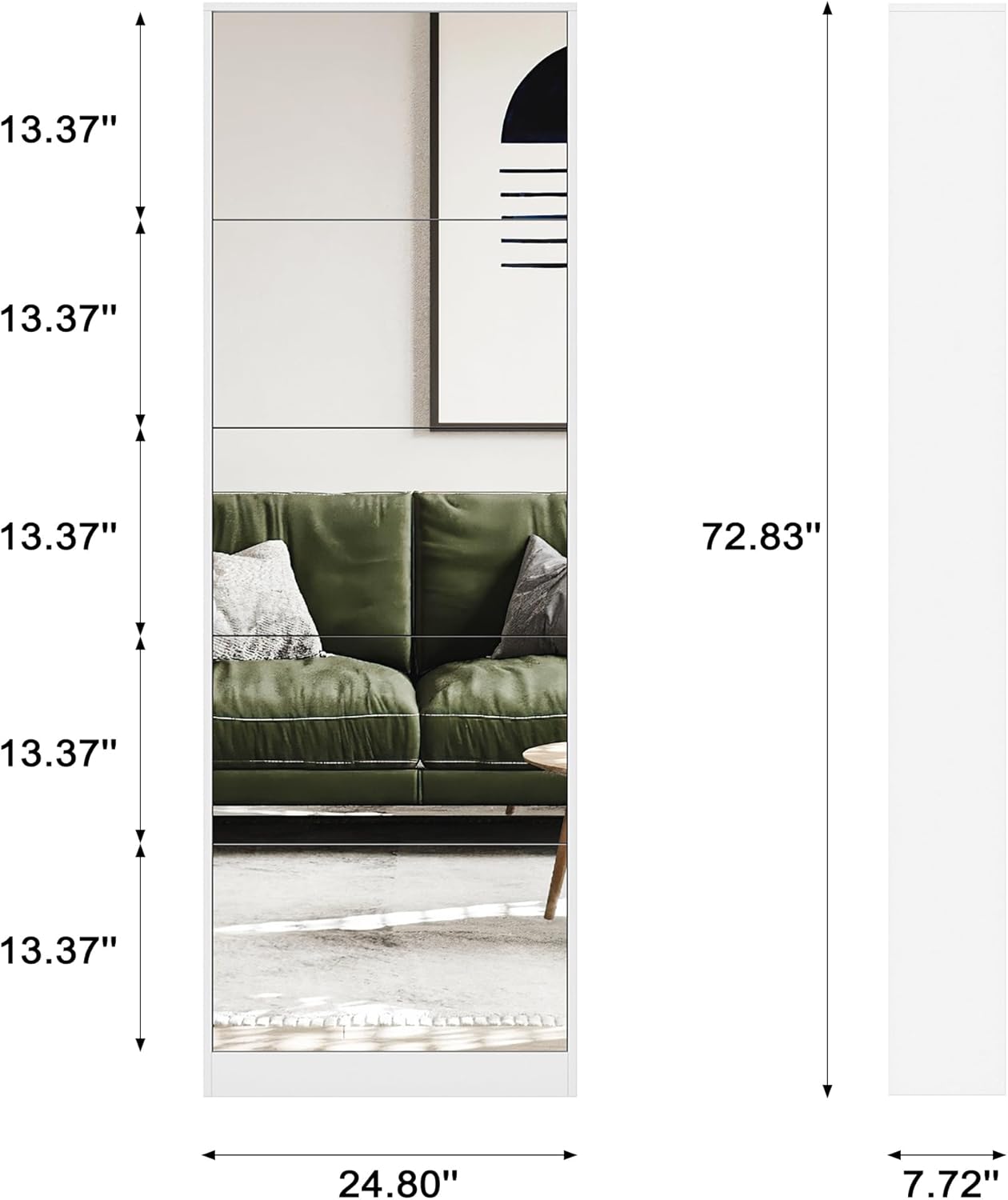 MirrorShoe Tall Entryway Shoe Cabinet