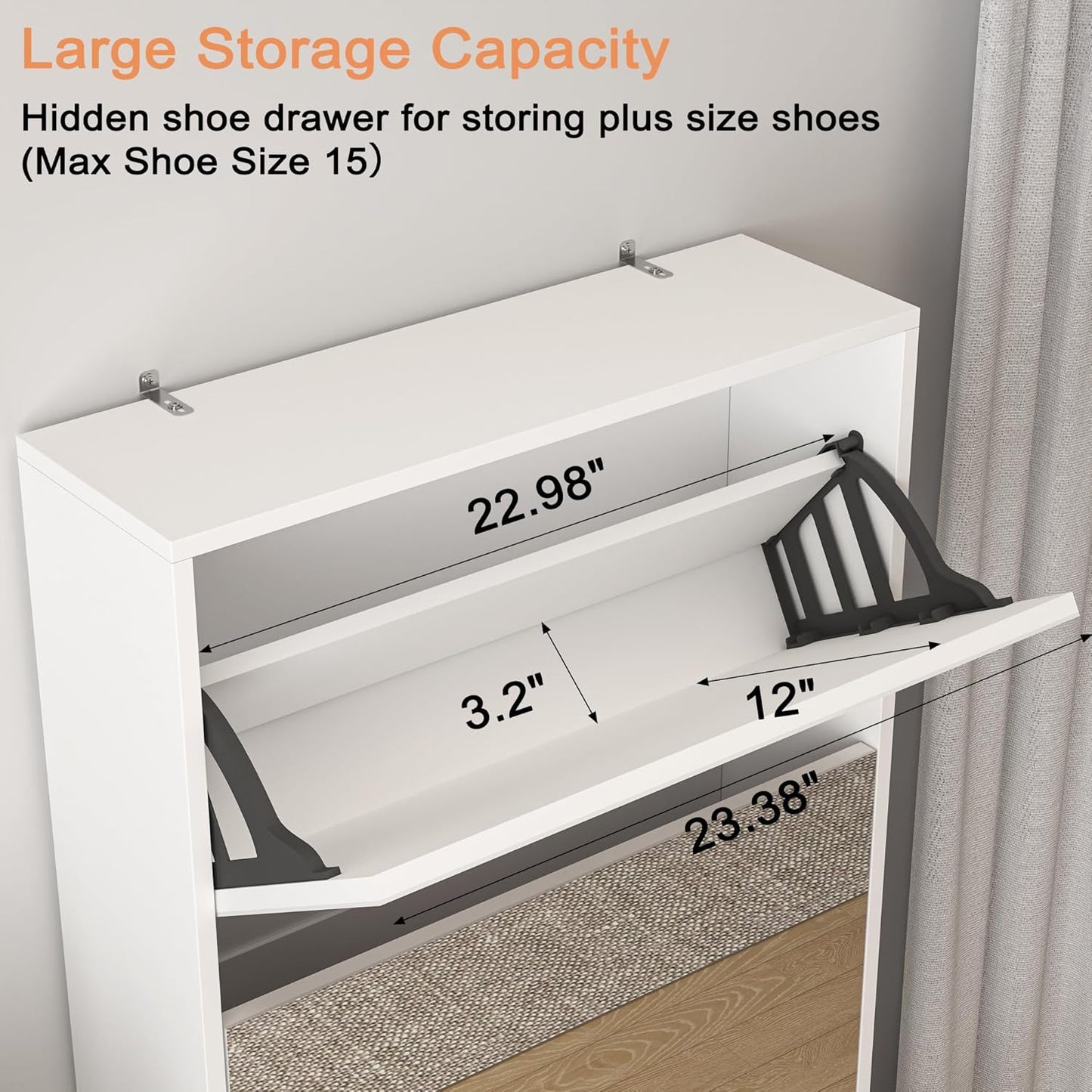 MirrorShoe Tall Entryway Shoe Cabinet