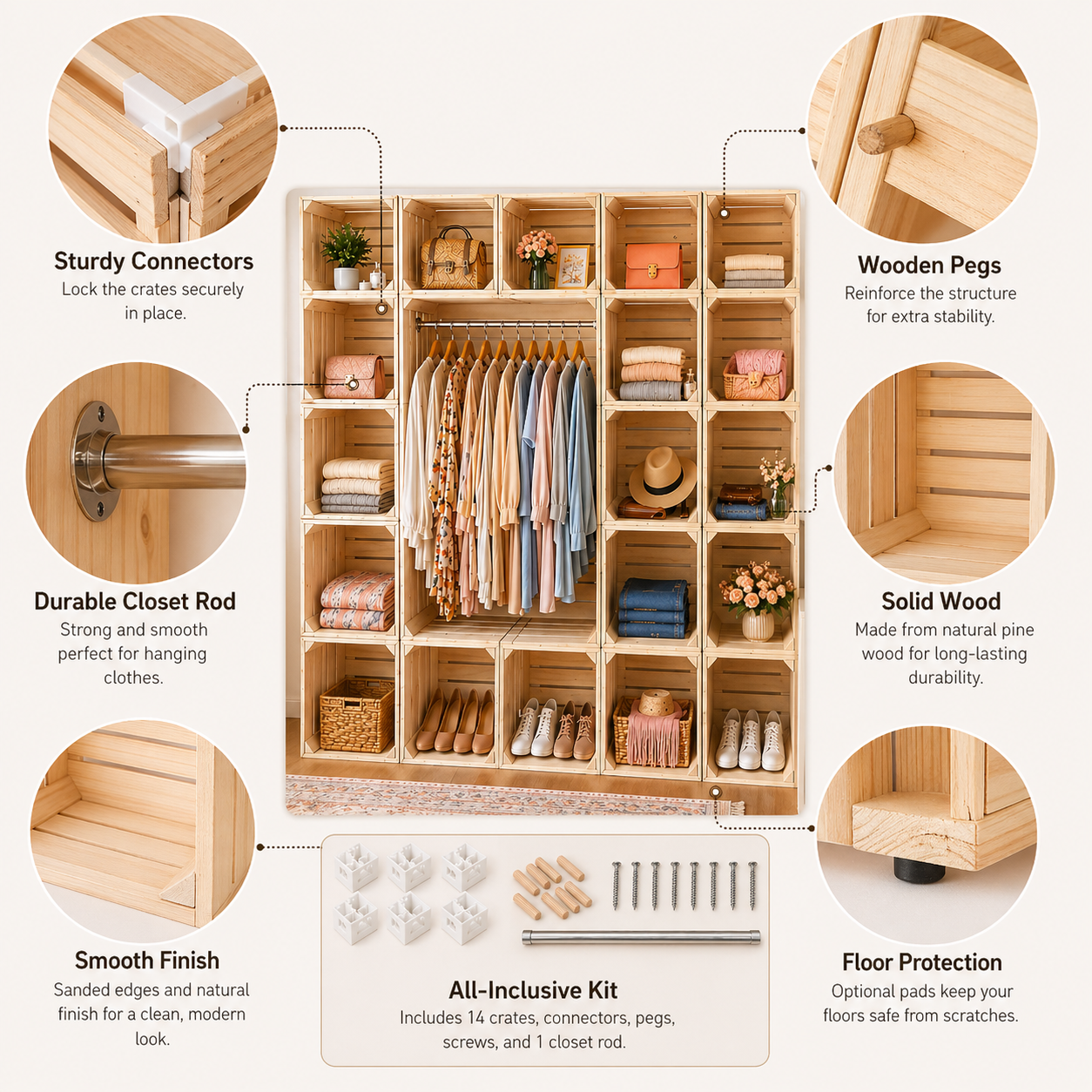 ModuCloset 14-Cube Wooden Closet