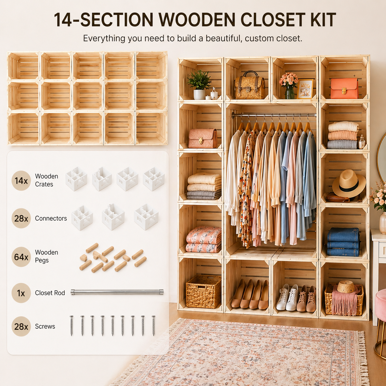 ModuCloset 14-Cube Wooden Closet