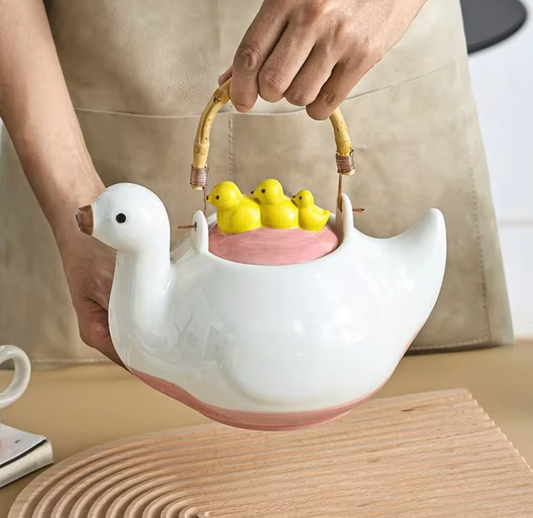 QuackCeram Duck Teapot & Cup Set (4-Piece Set)