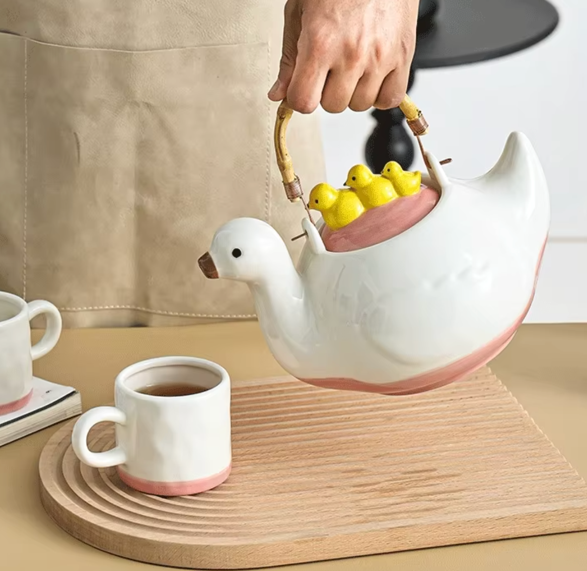 QuackCeram Duck Teapot & Cup Set (4-Piece Set)