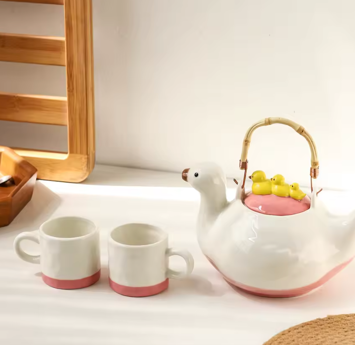QuackCeram Duck Teapot & Cup Set (4-Piece Set)