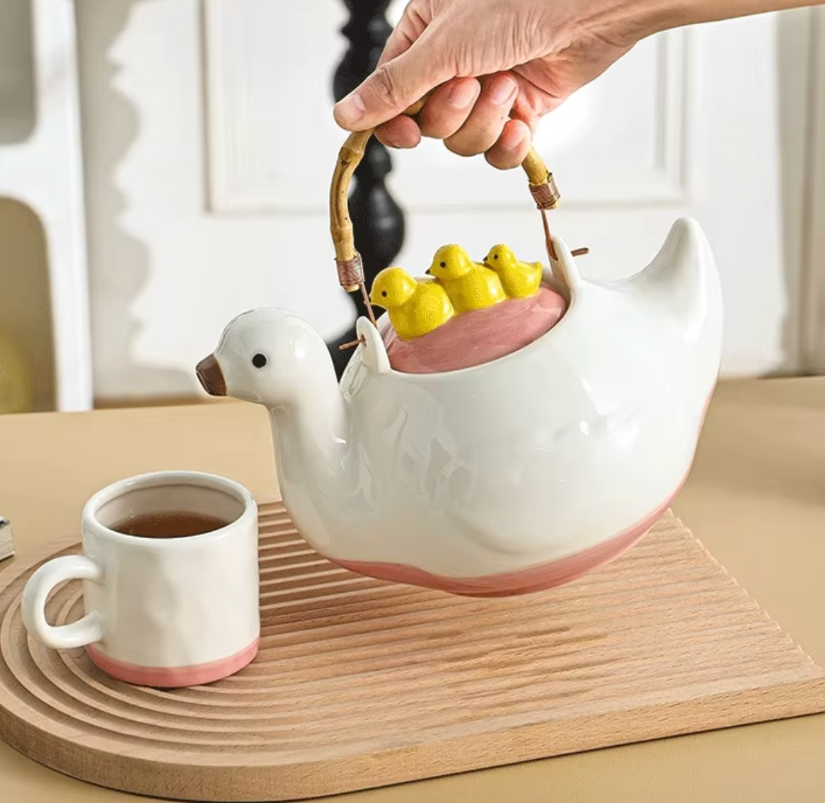 QuackCeram Duck Teapot & Cup Set (4-Piece Set)
