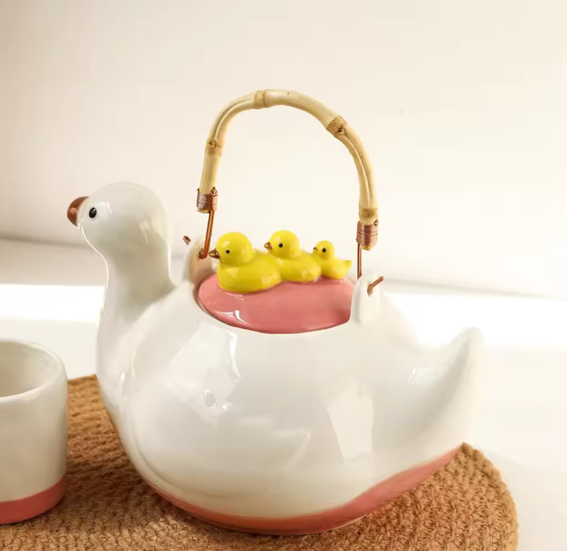 QuackCeram Duck Teapot & Cup Set (4-Piece Set)