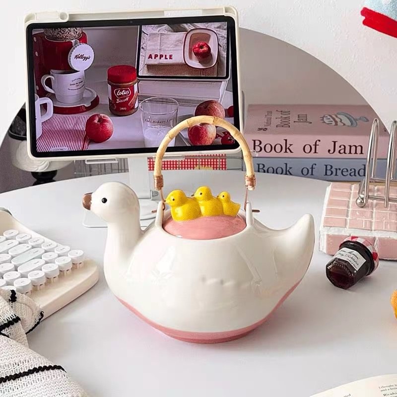 QuackCeram Duck Teapot & Cup Set (4-Piece Set)